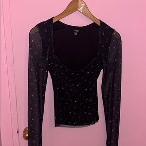 AFRM Sheer Floral Long Sleeve Blouse